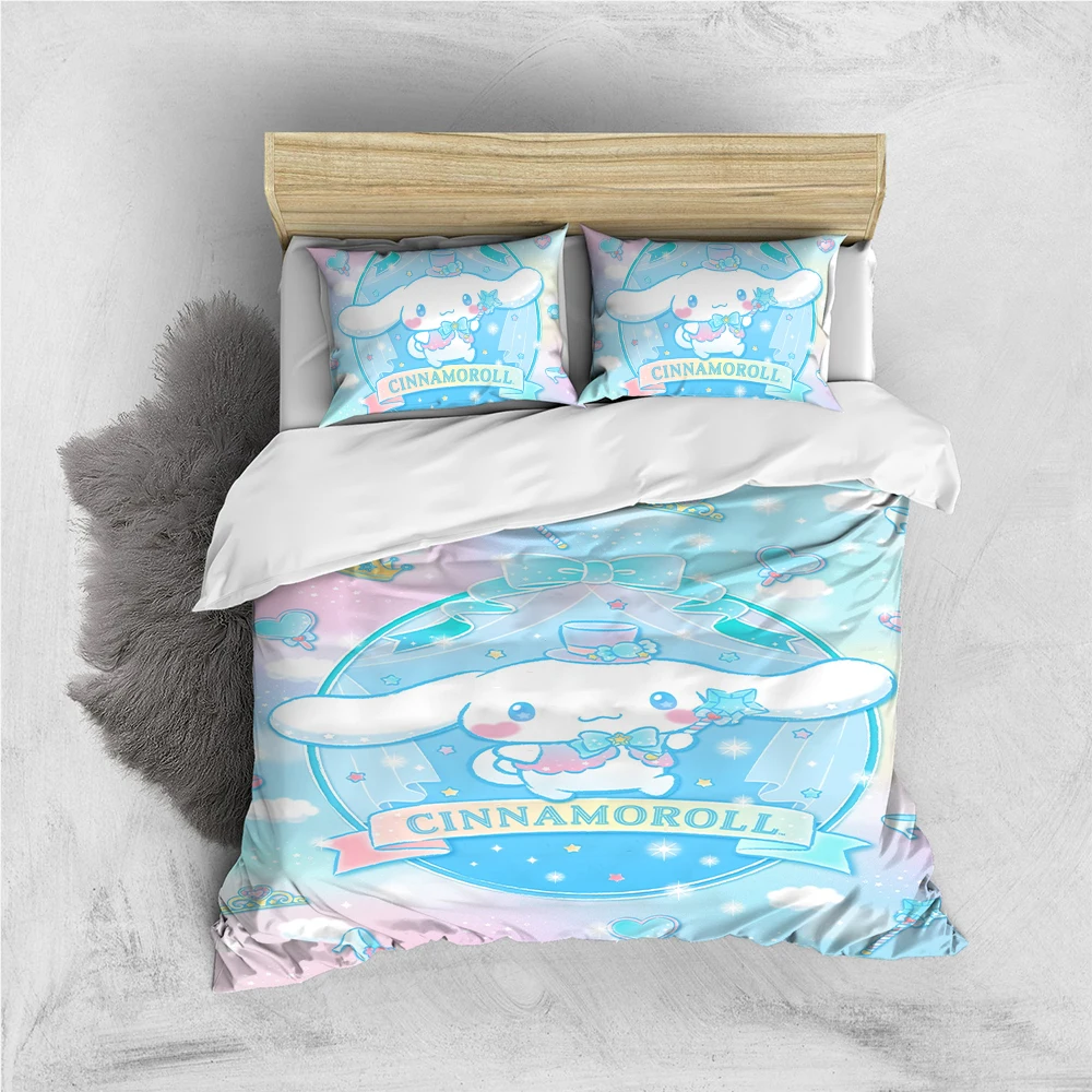 

Комплект постельного белья C-CINNAMOROLL: милый дизайн, мягкий хлопок, 3 предмета, для дома и общежития, отличный подарок