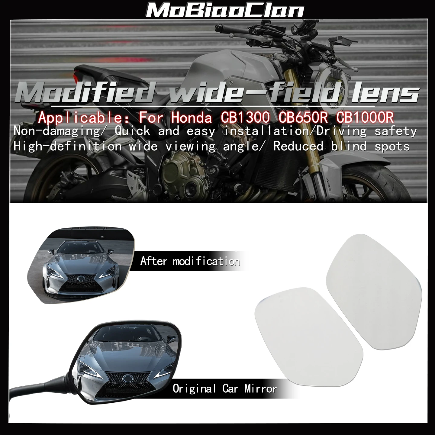 

For Honda CB650R CB1000R CB1300 cb 650 r Motorcycle Convex Mirror Increase Rearview Mirrors Side Rear Mirror View Vision Lens ﻿