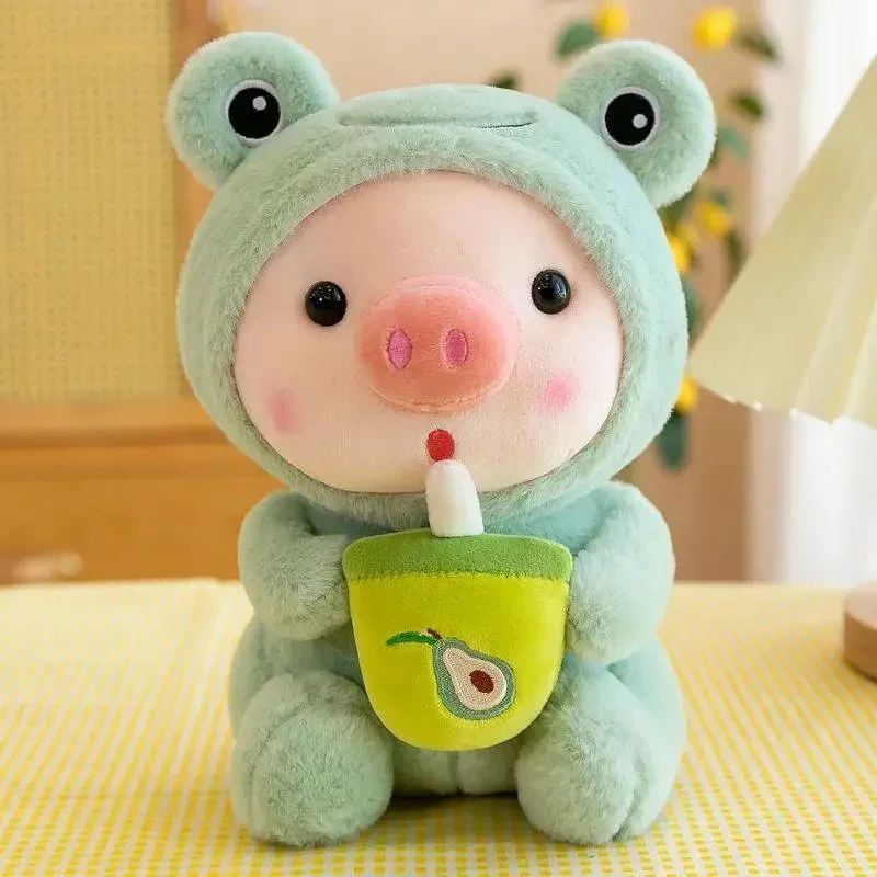 25cm Kawaii Bubble Tea Pig peluche morbido peluche simpatico coniglietto con tazza da tè peluche bambola giocattoli per bambini regali di compleanno