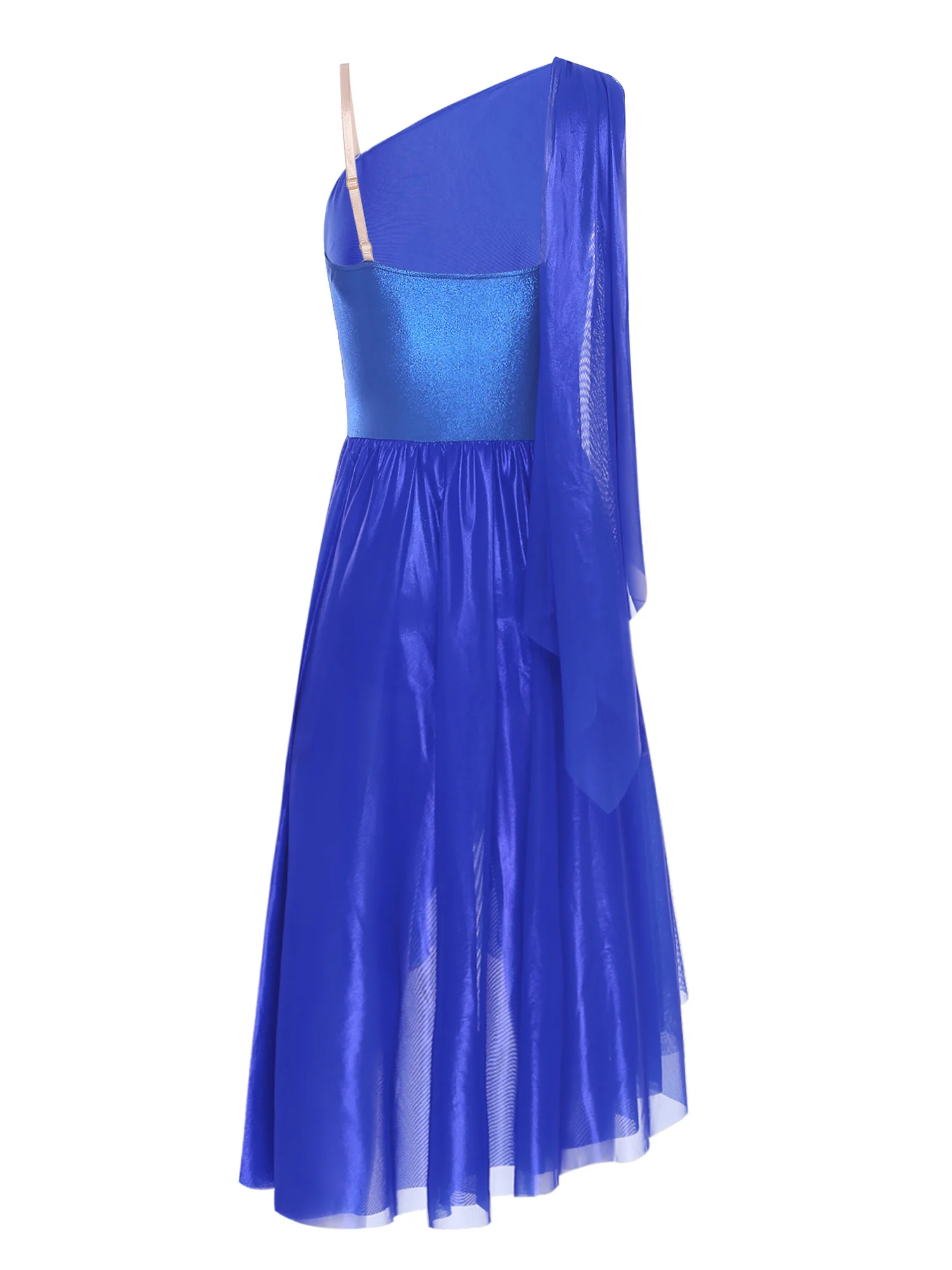 エレガントな女性のモダン社交ワルツダンスドレスノースリーブメタリックボディスチュールドレス宴会パーティーモダンダンスドレス