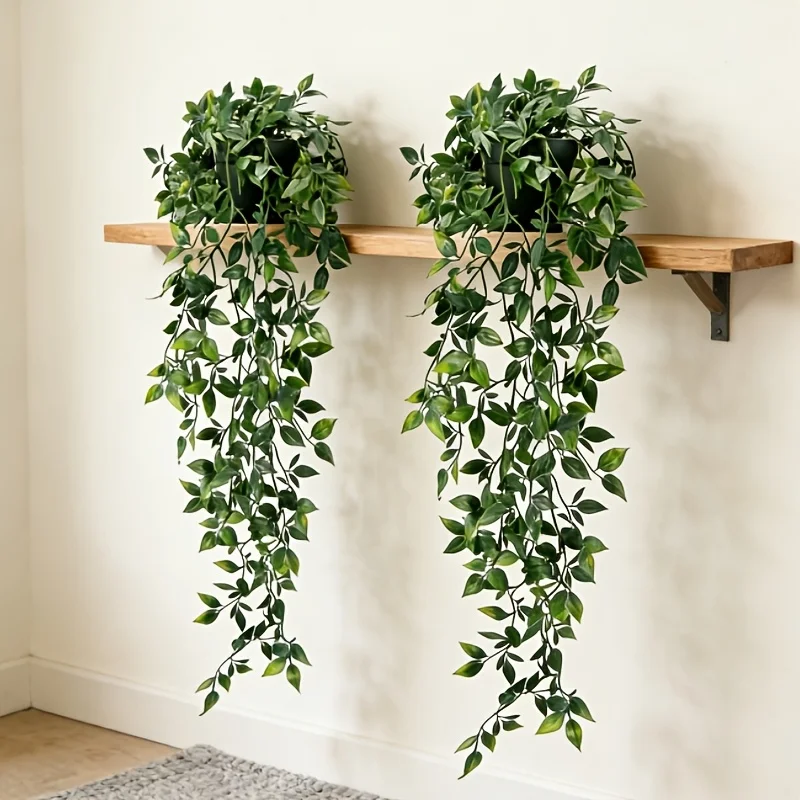 Planta Artificial de 1/2 Pieza (Sin Maceta), Planta Colgante Artificial, Planta Colgante Artificial de Mandala, Marco de Pared con Planta Verde, Adecuada para Decoración del Hogar, Sala de Estar, Interior y Exterior, Adecuada para Decoración de Interiores, Exteriores, Sala de Estar, Cocina, Hogar, Boda, Decoración de Dormitorio.