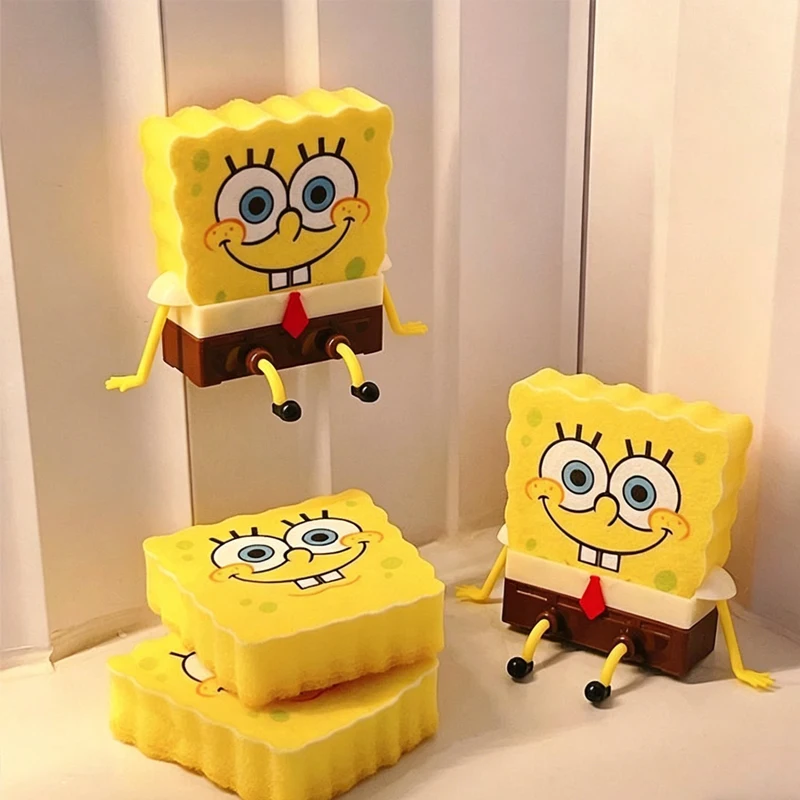 Esponja de fregar de Bob Esponja, paño de cocina, suministros para el hogar, estante de drenaje, cepillos para limpiar platos, estropajo, almohadilla de fregar