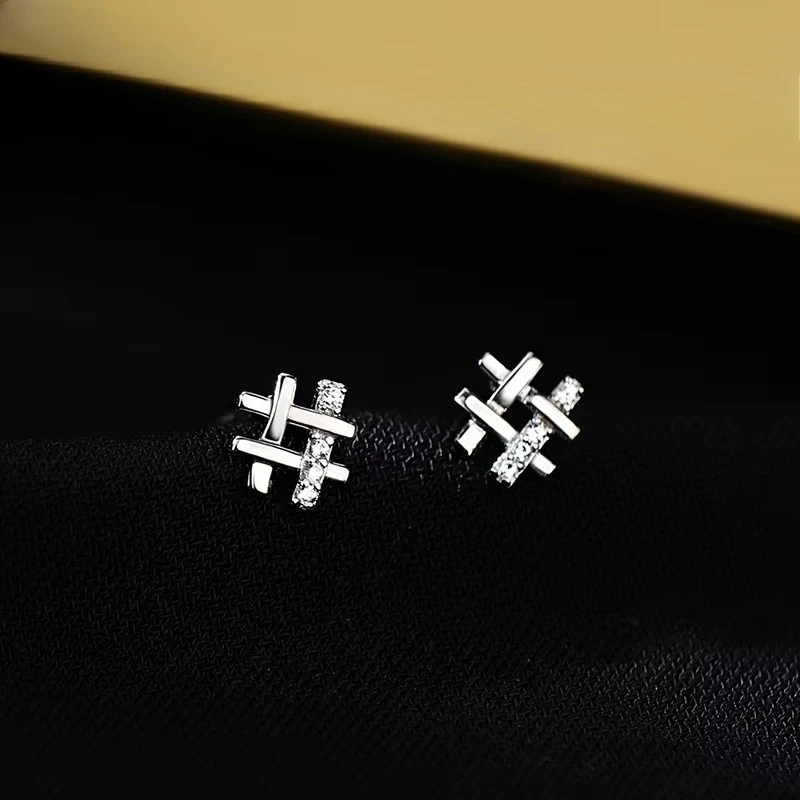 925 Sterling Silver Geometry Crystal Earrings Women Simple Fashion Wedding Jewelry Accessories