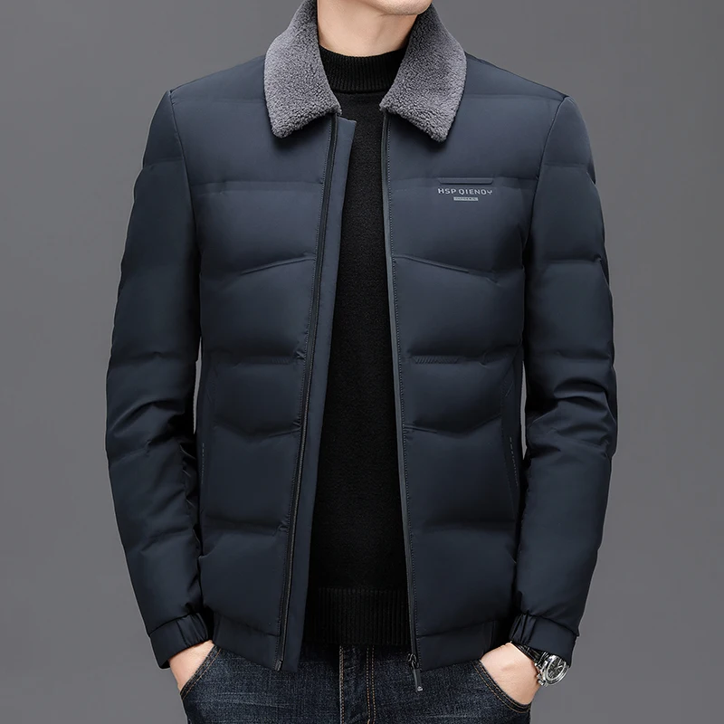 Winter Down Jacket Men's high quality Detachable fur collar 95% White Duck Down Warm Parka Male Business Brand Short Down Jacket