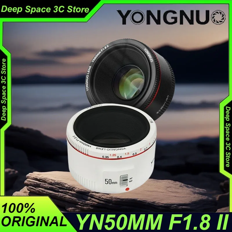 YONGNUO YN50mm F1.8 II Camera Lens Fixed Focus Lens AF MF 0.35m Focus Distance Large Aperture  Full Frame DSLR Camera Accessory