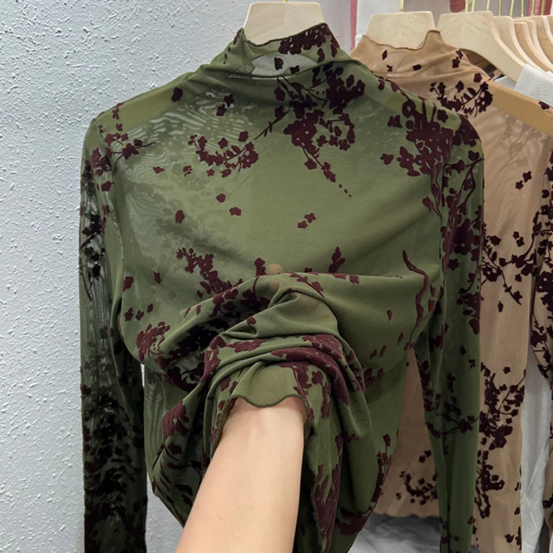 Blusen Frauen Heißer Verkauf Dünne Innen Herbst Vintage Koreanischen Stil Langarm Einfache Weibliche Druck Harajuku Tops Atmungs Hipster