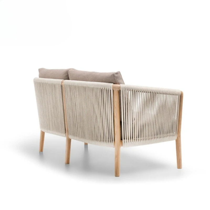 

Teak double sofa, Nordic minimalist design, waterproof leisure sofa