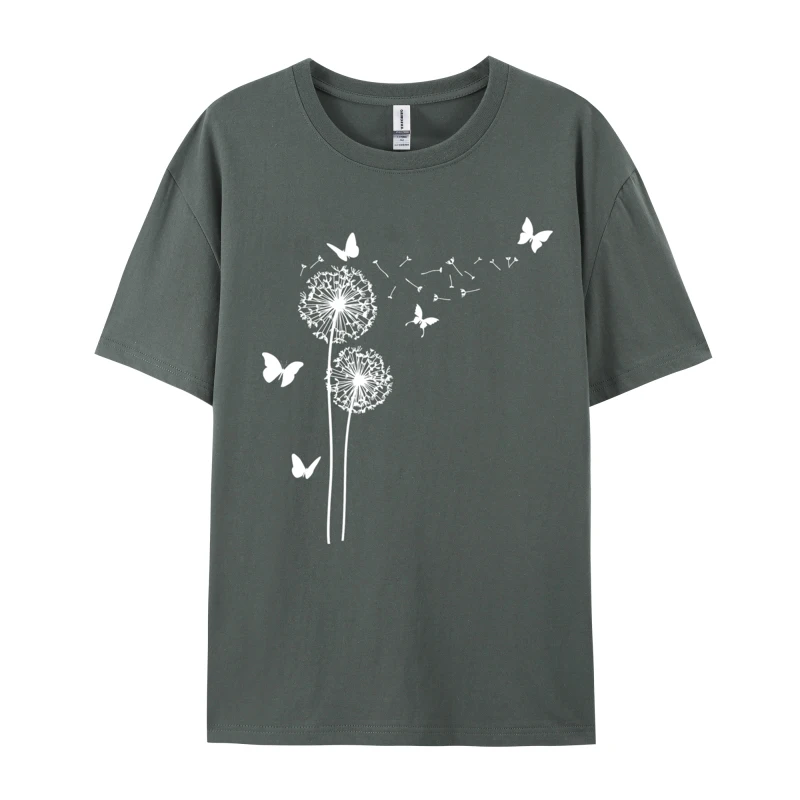 Hope And Life Butterfly Dandelion Wind Cute T-Shirt Short Sleeve Round Collar Men's Top T-Shirts Print T-Shirts Latest