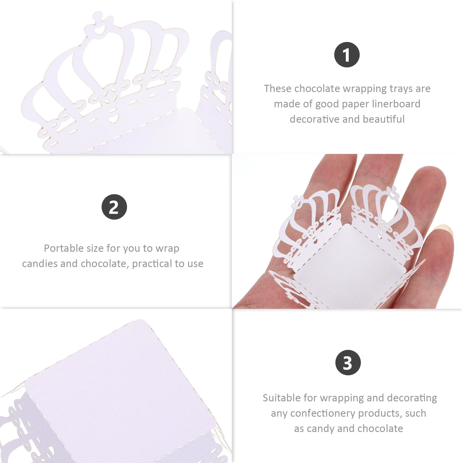 

50 Pcs Truffle Crown Border Decorative Paper Chocolate Make Dessert Candy Holder