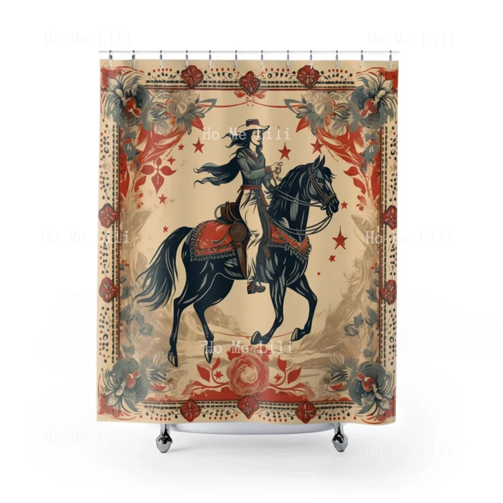 Vintage Bandana Western Cowgirl Shower Curtains Bathroom Home Decor