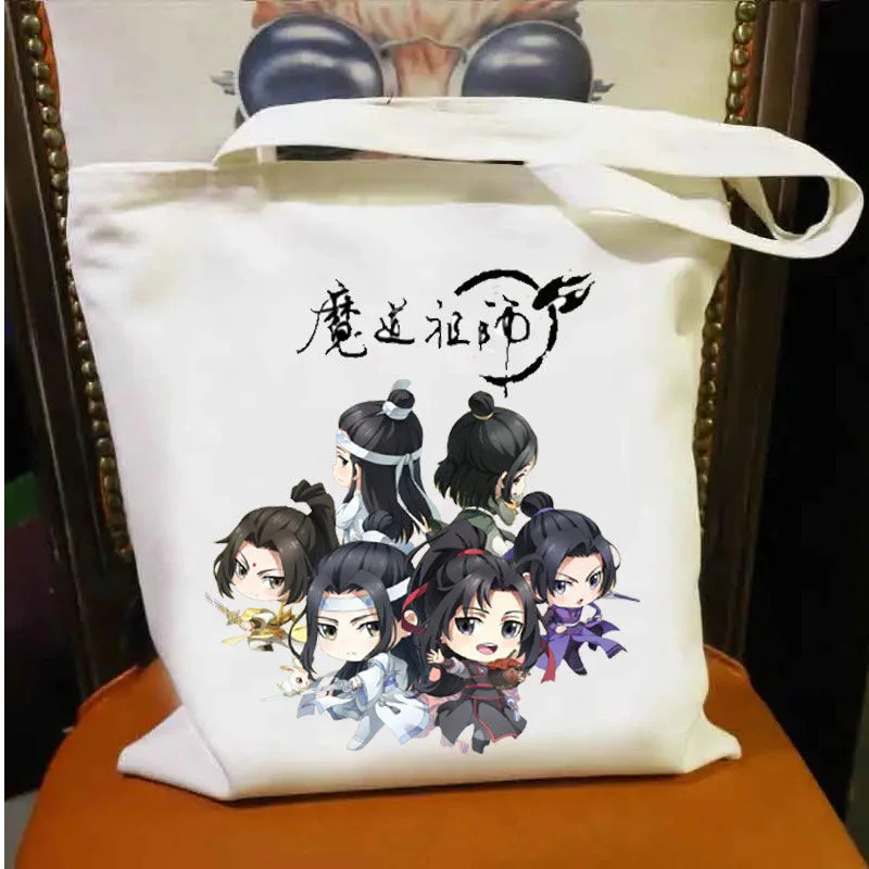 سلف طريقة الشيطان اسم مشترك حقيبة قماش قنب لطيف Q الكرتون حمل حقيبة أنيمي ins طالب حقيبة كتف المد