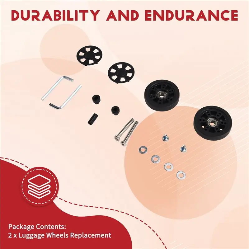 PHFU-Travel Suitcase Caster For Replacement Parts- Luggage Wheels 2PCS 55X12mm With Low-Noise Rolling Bearings For Suitcases Bla