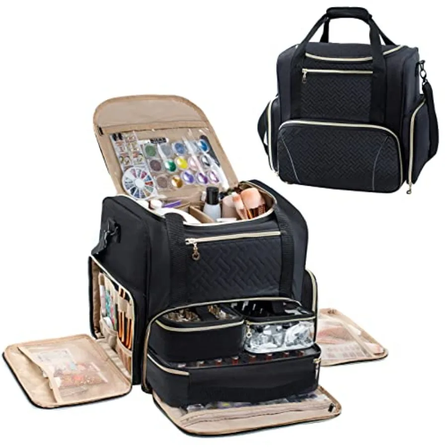 

Large Nail Polish Organizer Holds 80 Bottles and a Nail Lamp Nail Tech Storage Case Large Nail Polish Bag with 3 Removable Nail