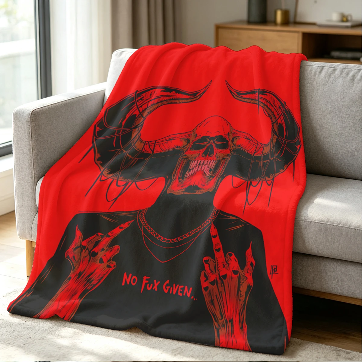 Horned Skull Blanket Soft Cozy Throw for Sofa Bed Festive Holiday Decor Gift for Kids and Adults,Lightweight and Warm