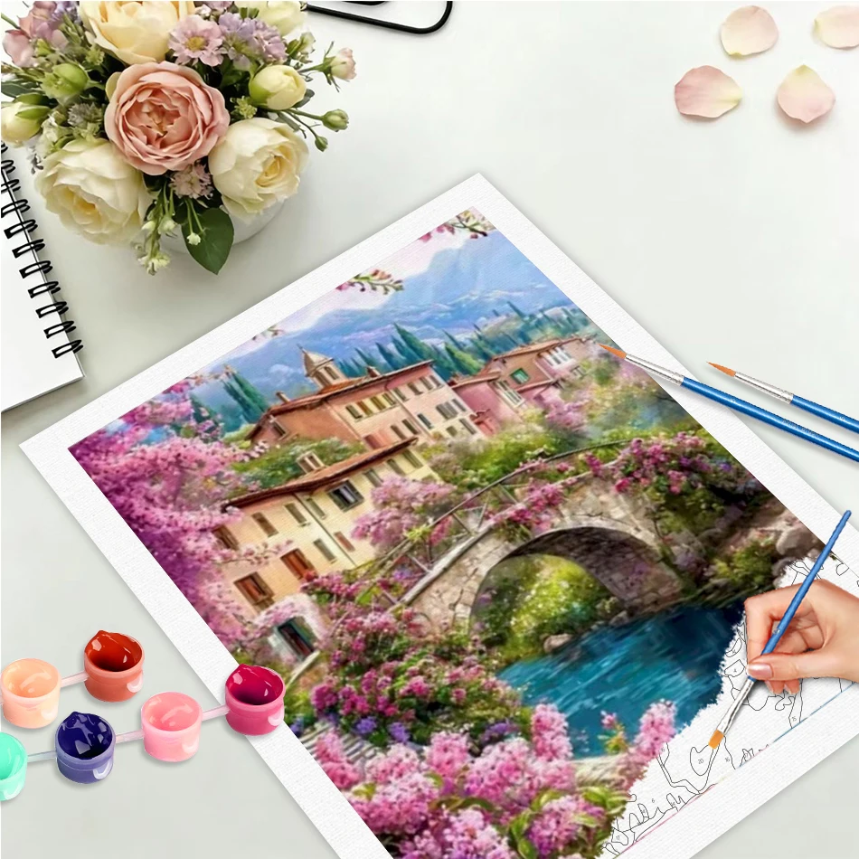 

GATYZTORY Harbor Painting By Numbers Handmade Diy Gift Landscape Abstract Kits Artwork