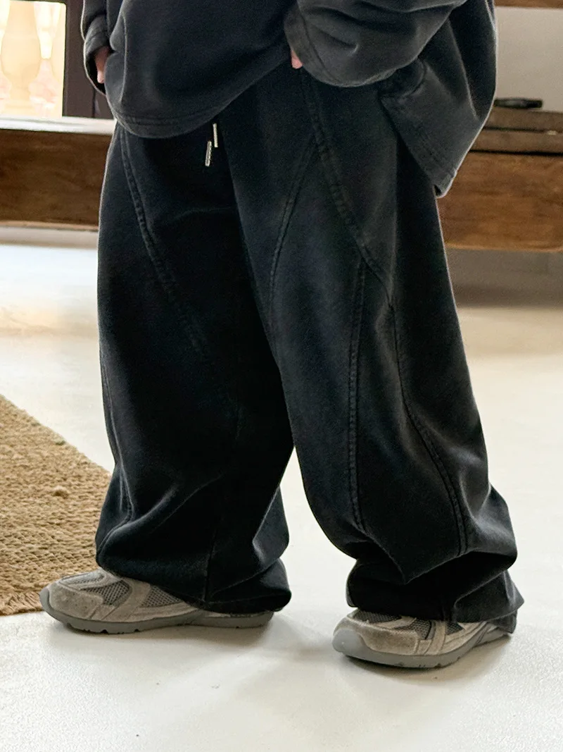 Children Clothes Loose Long Pants Spring and Autumn 2025 New Korean Style Boys Design Sense Trendy Wide Straight-leg Pants
