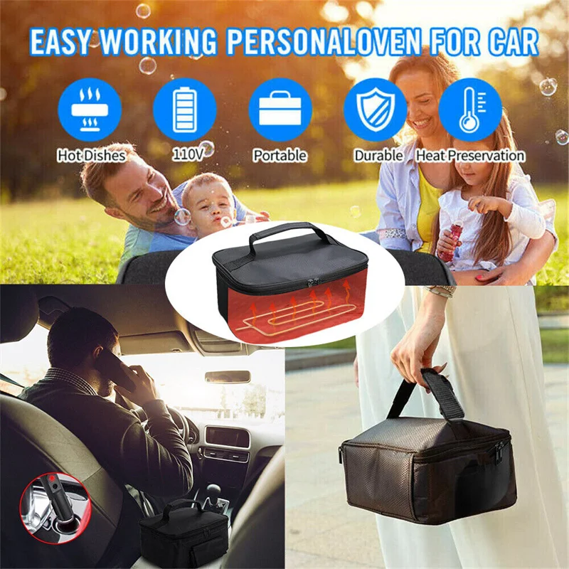 Mini auto portatile microonde 12V forno elettrico riscaldamento rapido scatola da Picnic per viaggi campeggio cibo cucina accessorio da viaggio