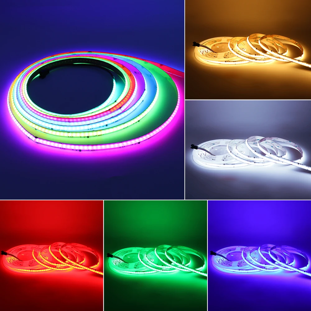 RGBW Addressable COB LED Strip Light RGB 3000K Running Light APP Remote Control WS2811 IC Dream Color LED Tape Support Alexa