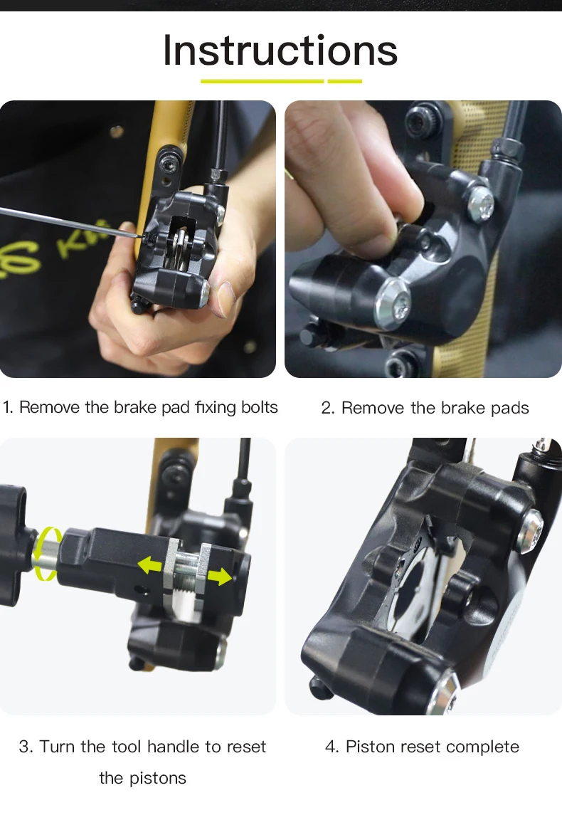 RRSKIT Fahrrad-Bremssattel-Kolbenpresswerkzeug für 2-Kolben- und 4-Kolben-Hydraulikscheibenbremsen, Kolbenrücksetzwerkzeug – Detail 6