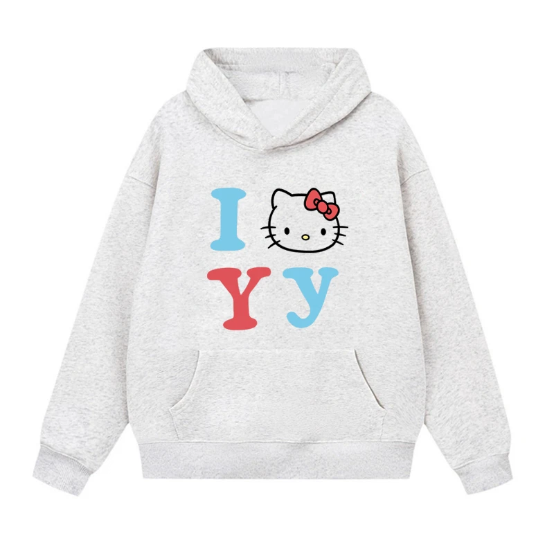 MINISO – pull à capuche imprimé chat KT, ample et fin, polyvalent, à manches longues, nouvelle collection printemps et automne