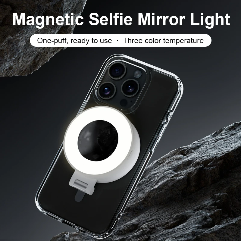 

2500K to 8500K Magnetic Selfie Mirror Light with 3 Mode Setable 270° Folding Angle 5cm Stretchable Design for Fill Light