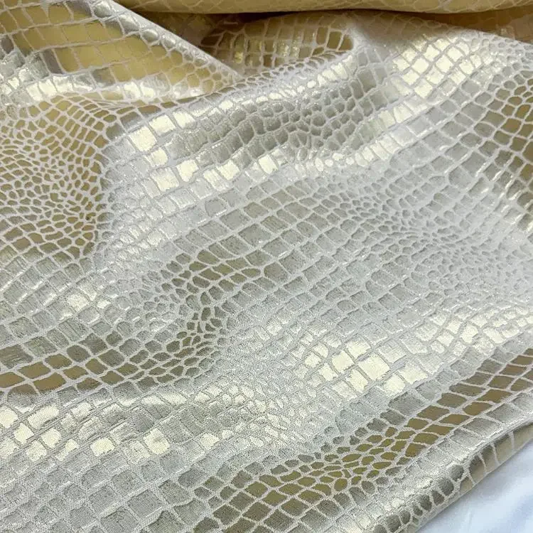 Light Gold Embossed Jacquard Fabric Design Sewing Material Wedding Dress Garment Fabric Wide 145cm Sold By The Meter