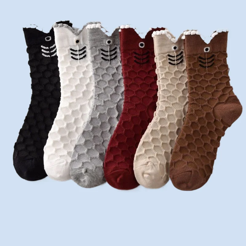 

6/12 Pairs Autumn and Winter Outer Wear Koi Socks Net Red Mid-Tube Women's Socks High-Value New Year New Women's Mid-Tube Socks