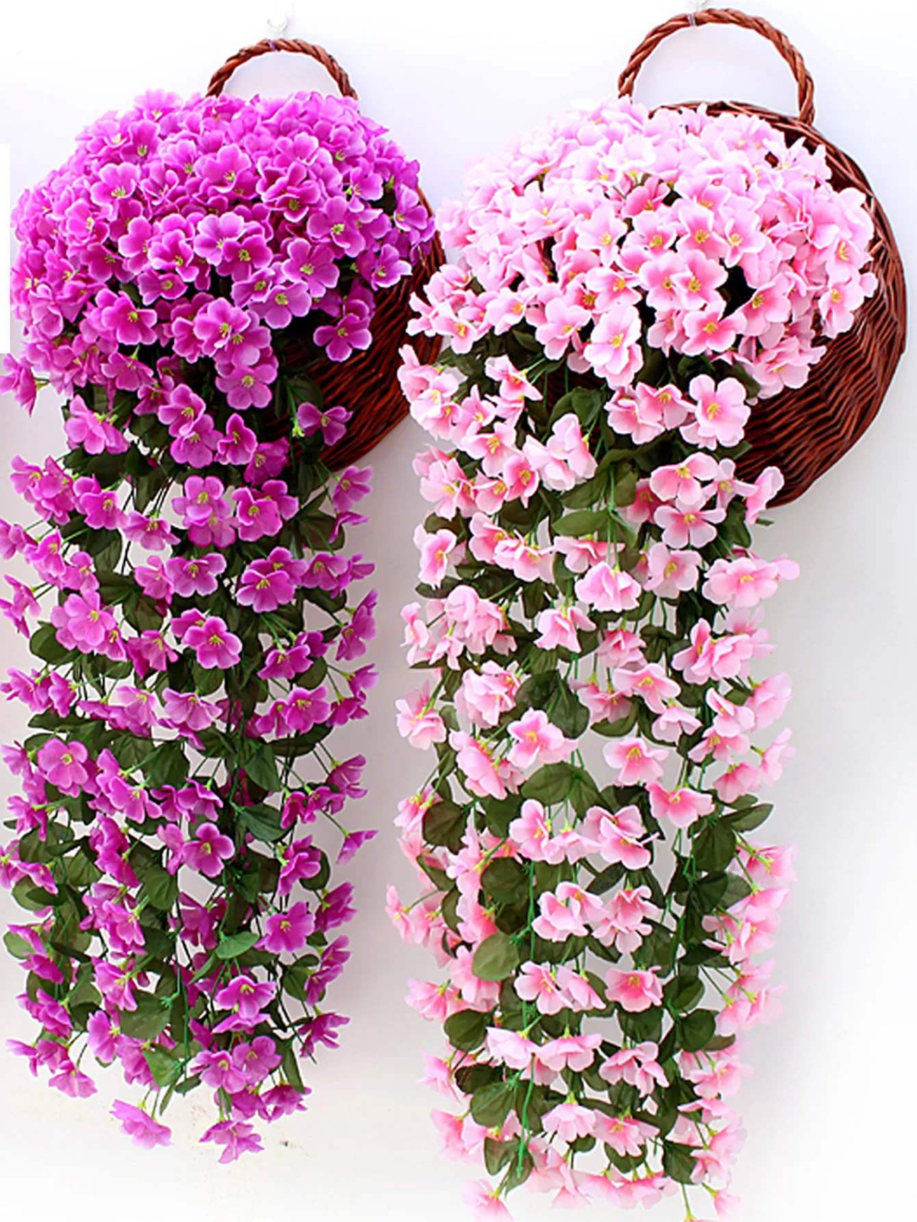 2pcs Artificial Hanging Flowers Decorations Violet Ivy Plant For Outdoor Home Wedding Garden Yard Wisteria Garland Decoration