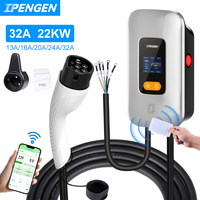 IPENGEN 22KW 32A 3Phase EV Charging Station Type2 IEC62196-2 Electric Vehicle Car Charger 7.6/11KW EVSE Wallbox WIFI APP Control
