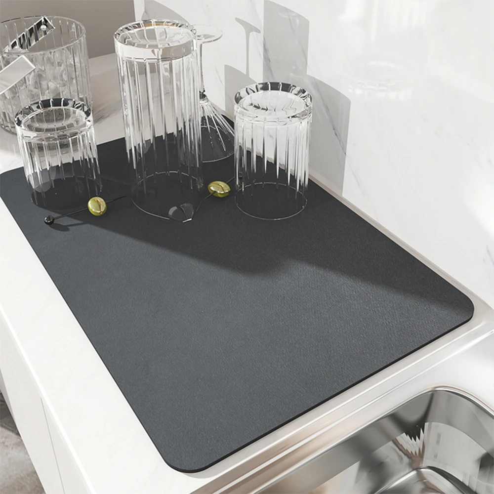 

Large Kitchen Absorbent Pad Solid Color Draining Mat for Sink Washstand 30x40cm Faucet Anti Splash Placemat for Home Bathroom