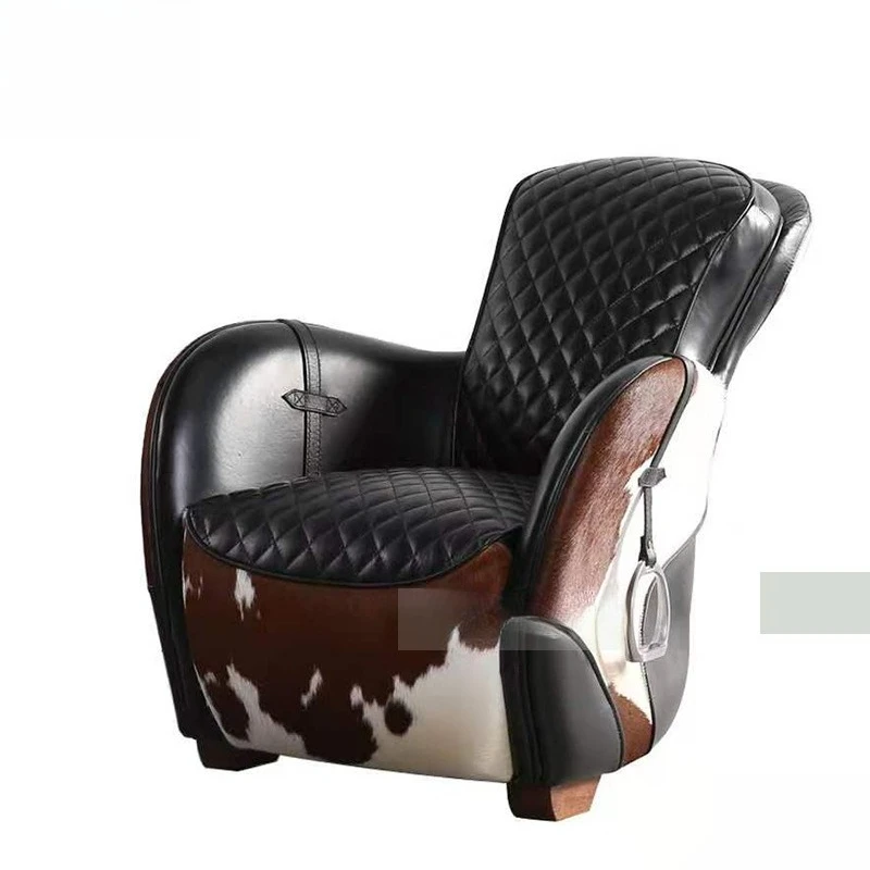 

First layer cowhide sofa chair pedal American industrial style