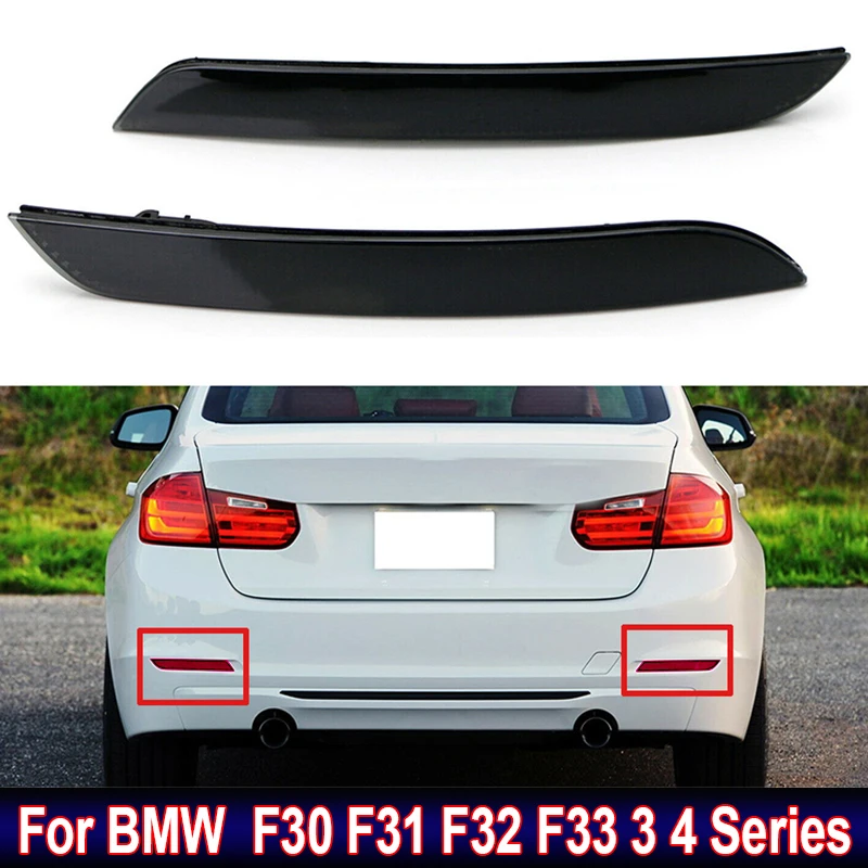 2Pcs/Pair Car Smoke Rear Bumper Reflector Lens Assy For BMW  F30 F31 F32 F33 3 4 Series Tail Brake Running Light Car Accessories