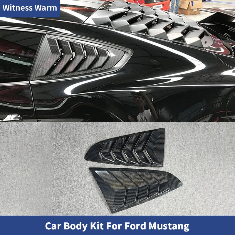 Car Side Frp Balck/carbon Fiber Deflector Vent Window Louver Cover Trim Sticker Fit for Ford Mustang Window Trims Vent 2015-2018