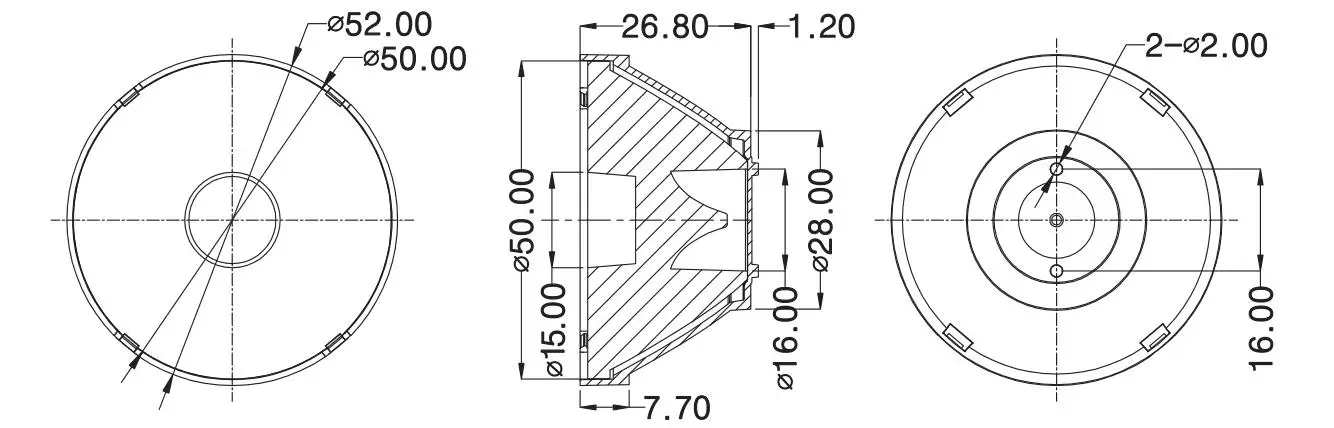 Fascio stretto 2 ~ 5 gradi di Diametro 52 millimetri lente Led per CREE XPE,XHP35 | | Luxeon T | Seoul Z5 | OSRAM Led Quadrati (HX-NB52-3)