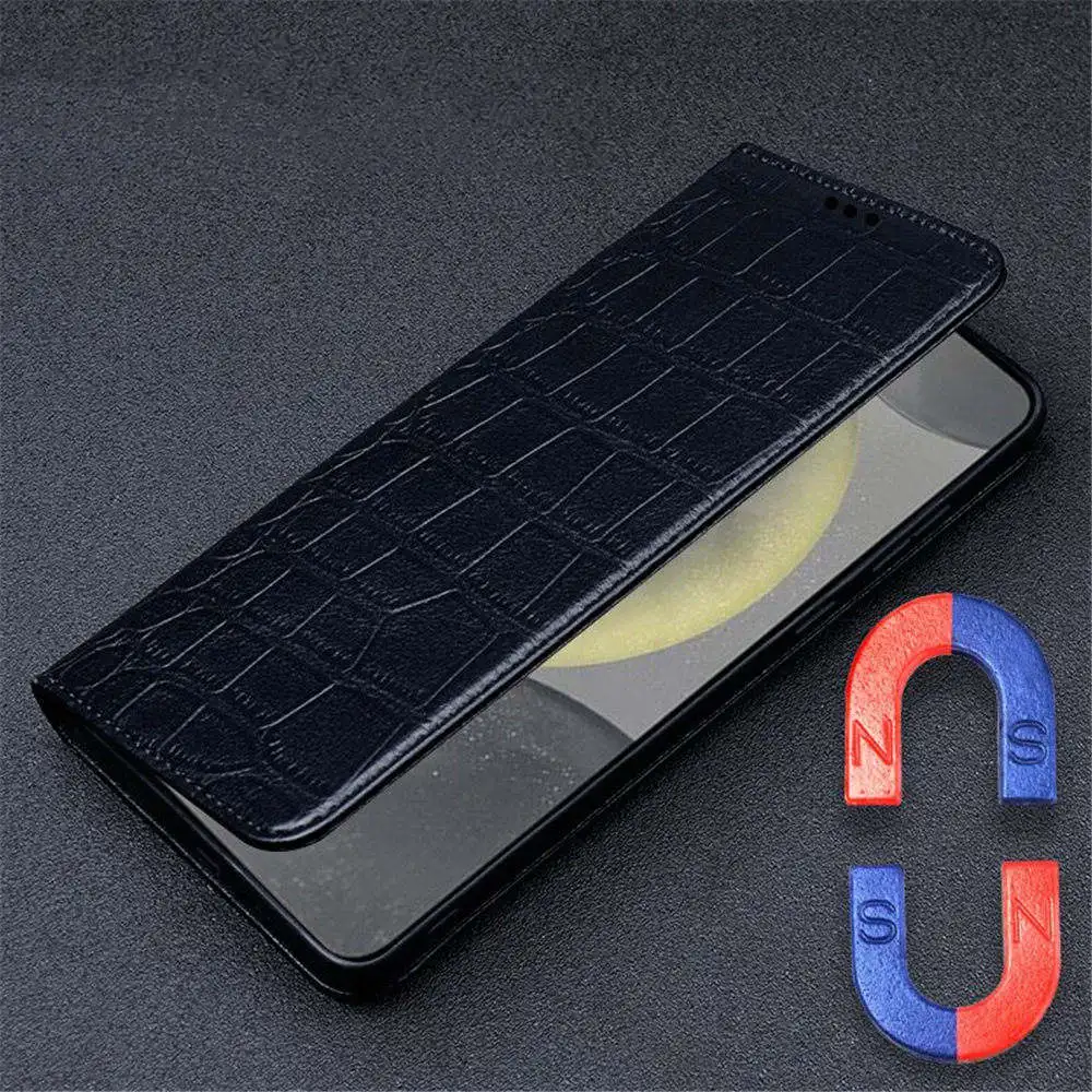 Genuine Leather Crocodile Ostrich Flip Case for Samsung Galaxy S24 Ultra S24 Business Holder Cover