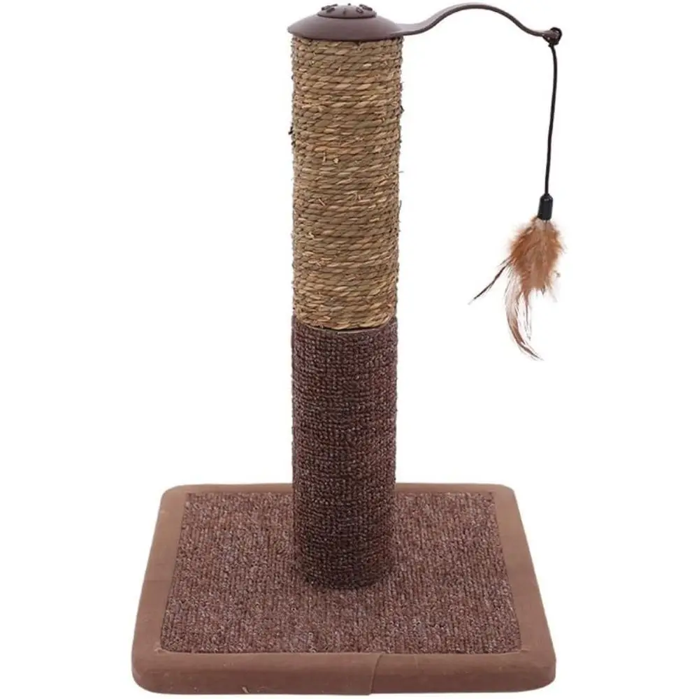 

Коричневая лазалка для кошек из пеньковой веревки с колонной для заточки когтей и небольшой платформой для прыжков