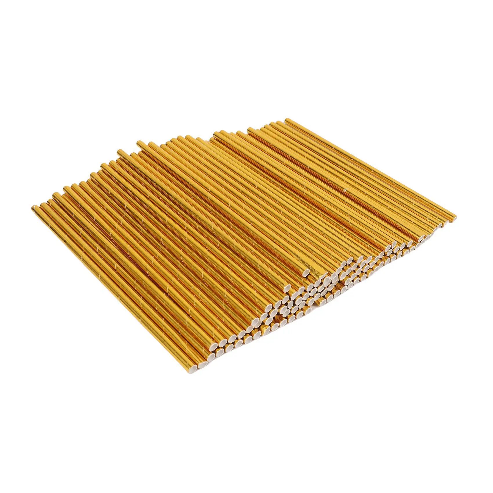 KSOL Gold Foil Paper Straws, Biodegradable Disposable Party Drinking Straws, Pack Of 100 Holiday Celebrations