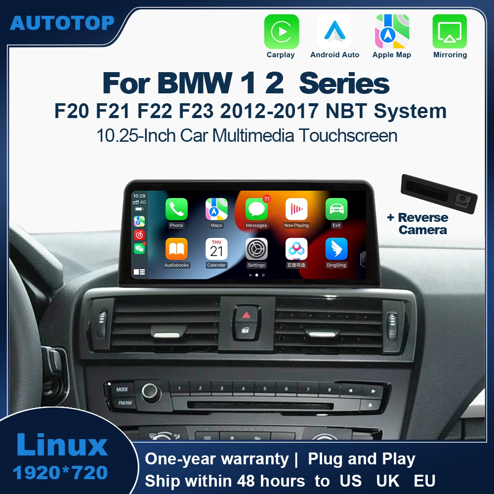 AUTOTOP 10.25 "1920*720 affichage Radio de remplacement de voiture pour BMW série 1 2 F20 F21 F22 NBT 2013-2017, CarPlay sans fil Android Auto