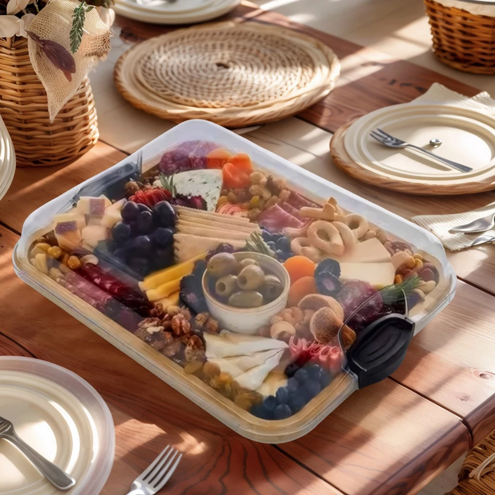 Tabla de queso de bambú reutilizable con tapa, tablas de charcutería, bandeja para servir, tabla de charcutería para cocina, regalo de fiesta familiar