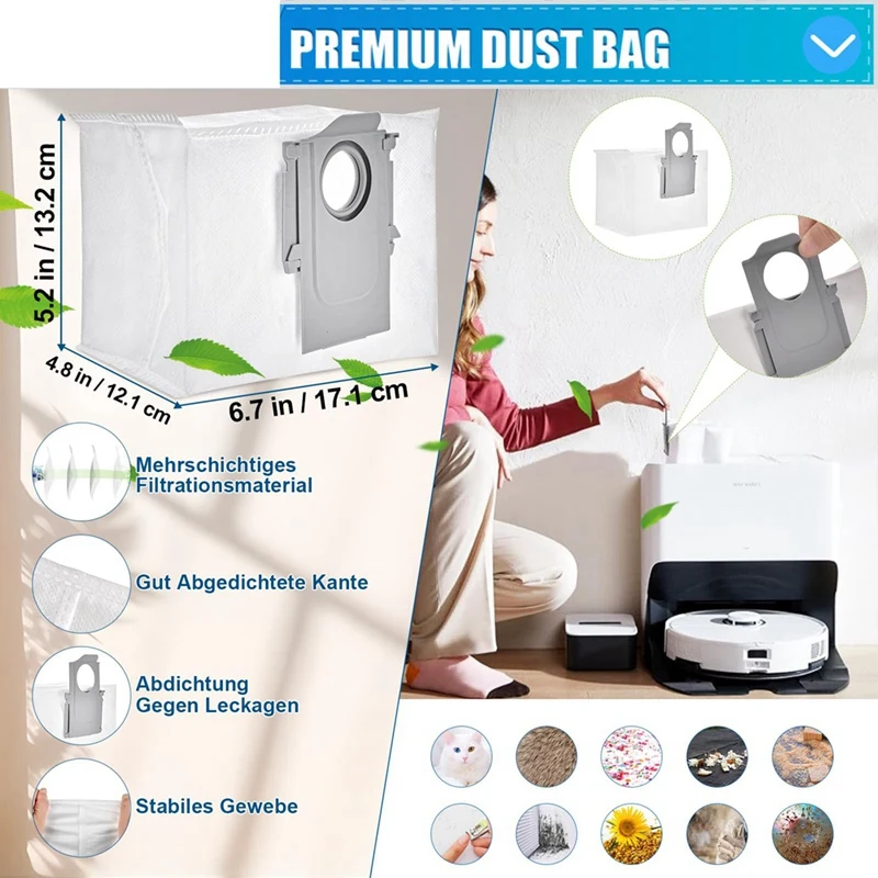 روبوروك-فرشاة رئيسية مزدوجة لمكنسة S8 برو الترا ، فرشاة جانبية ، فلتر هيبا ، أقمشة ممسحة ، قطع غيار ، ملحقات