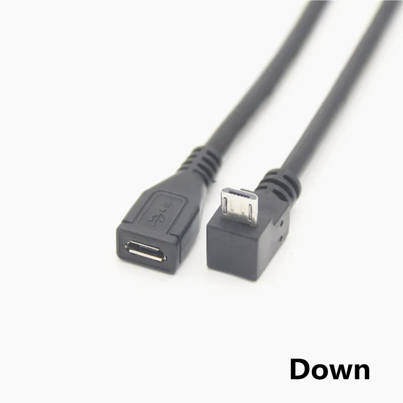 90 Degree Up Down Left Right Micro USB 2.0 Male to Female Extension Cable