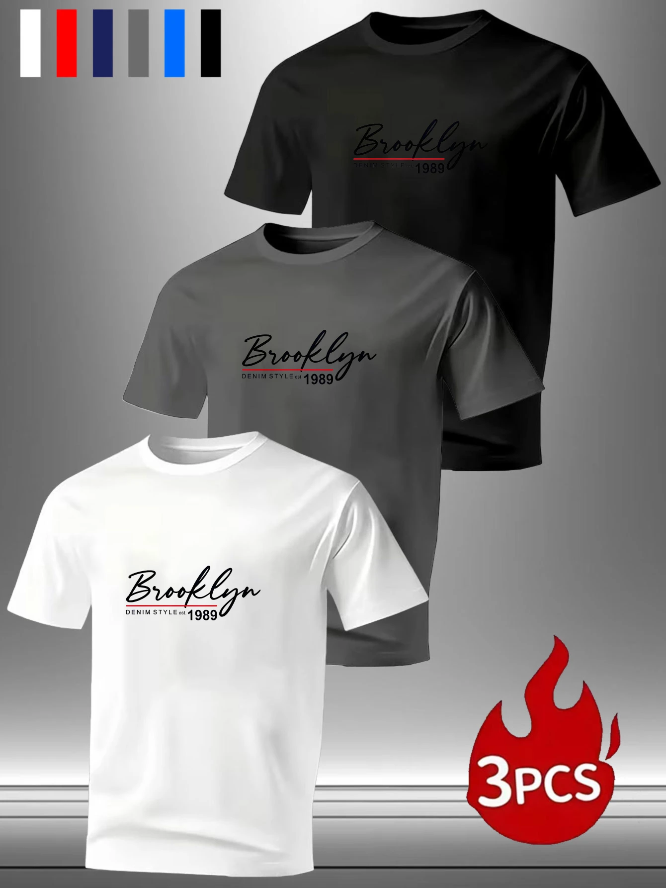 Herren T-Shirt mit Brooklyn 1985 Aufdruck – Retro Urban Streetwear Kurzarm-Freizeit-T-Shirt mit Rundhalsausschnitt, maschinenwas