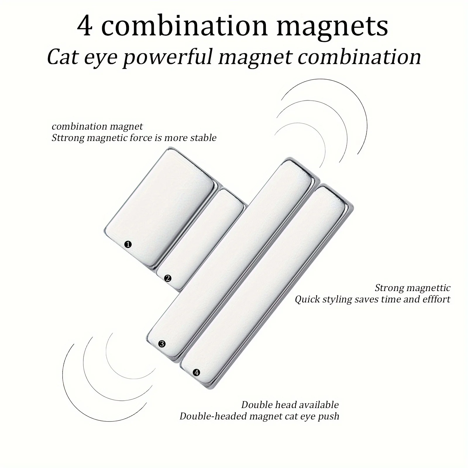 4Pcs/Set Manicure Multi-function Magnet Nail Salon 3D Cat Eye Long Strip Magnet French Cat's Eye Nail Stick Set for UV Gel Tools
