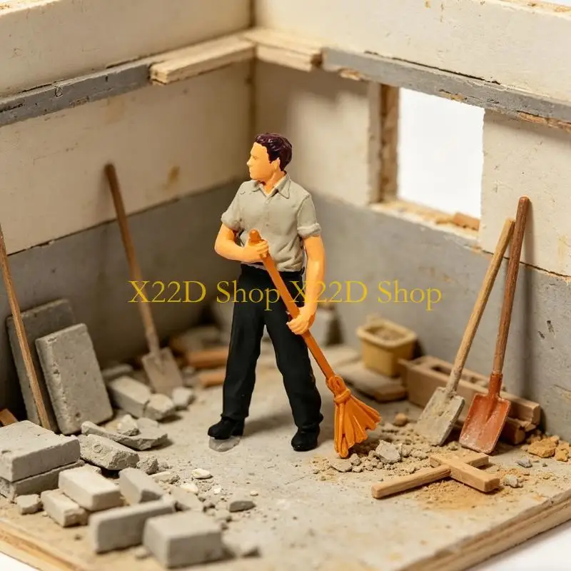 X22D Exquisite 1 Scale Resin Construction Worker Figurine Educational Building Toy for Architectural Models & Display Gift