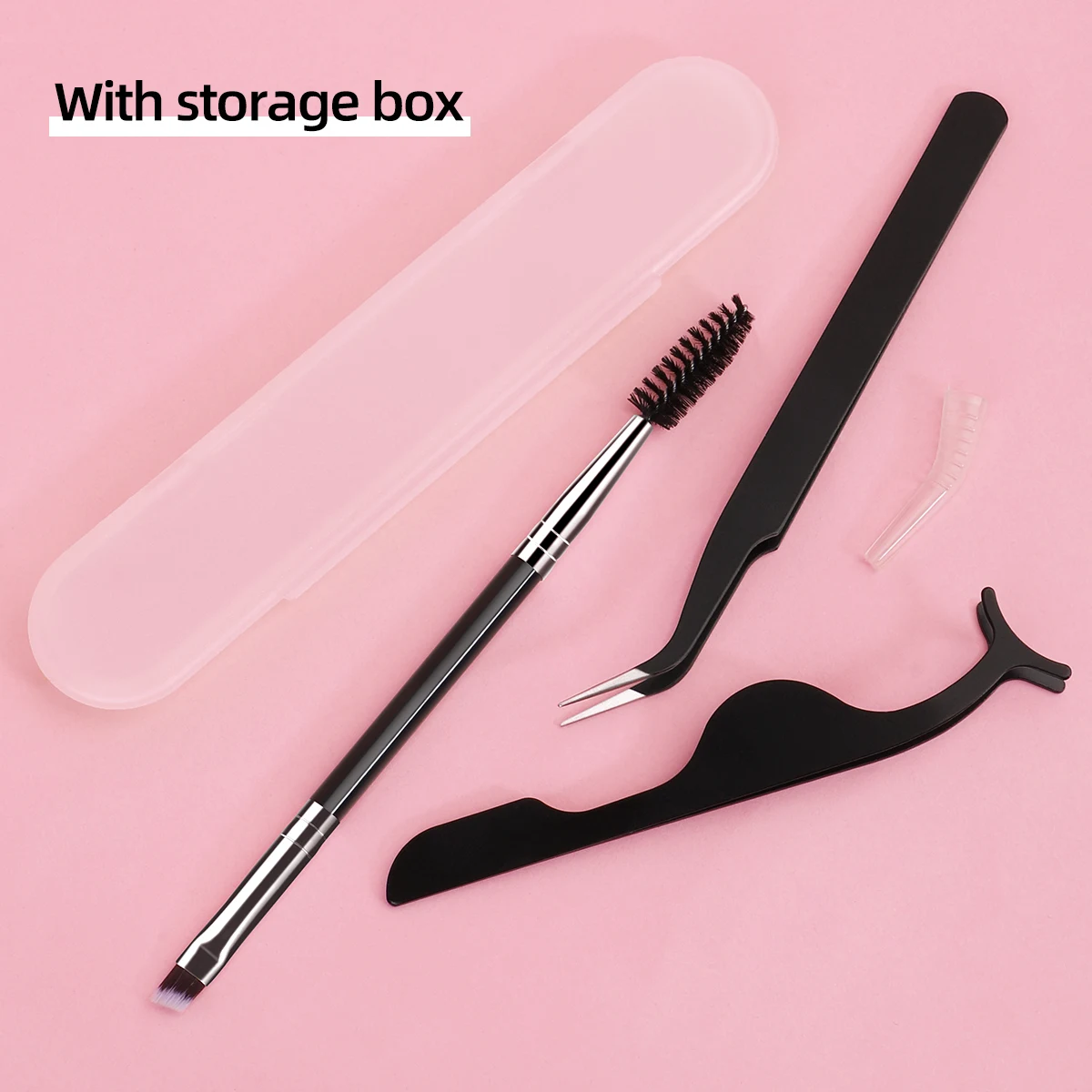 Juego de herramientas para pestañas de 3 uds con caja de almacenamiento, herramienta de asistencia para pestañas postizas y cepillo para pestañas, utilizado para peinar y injerto de pestañas