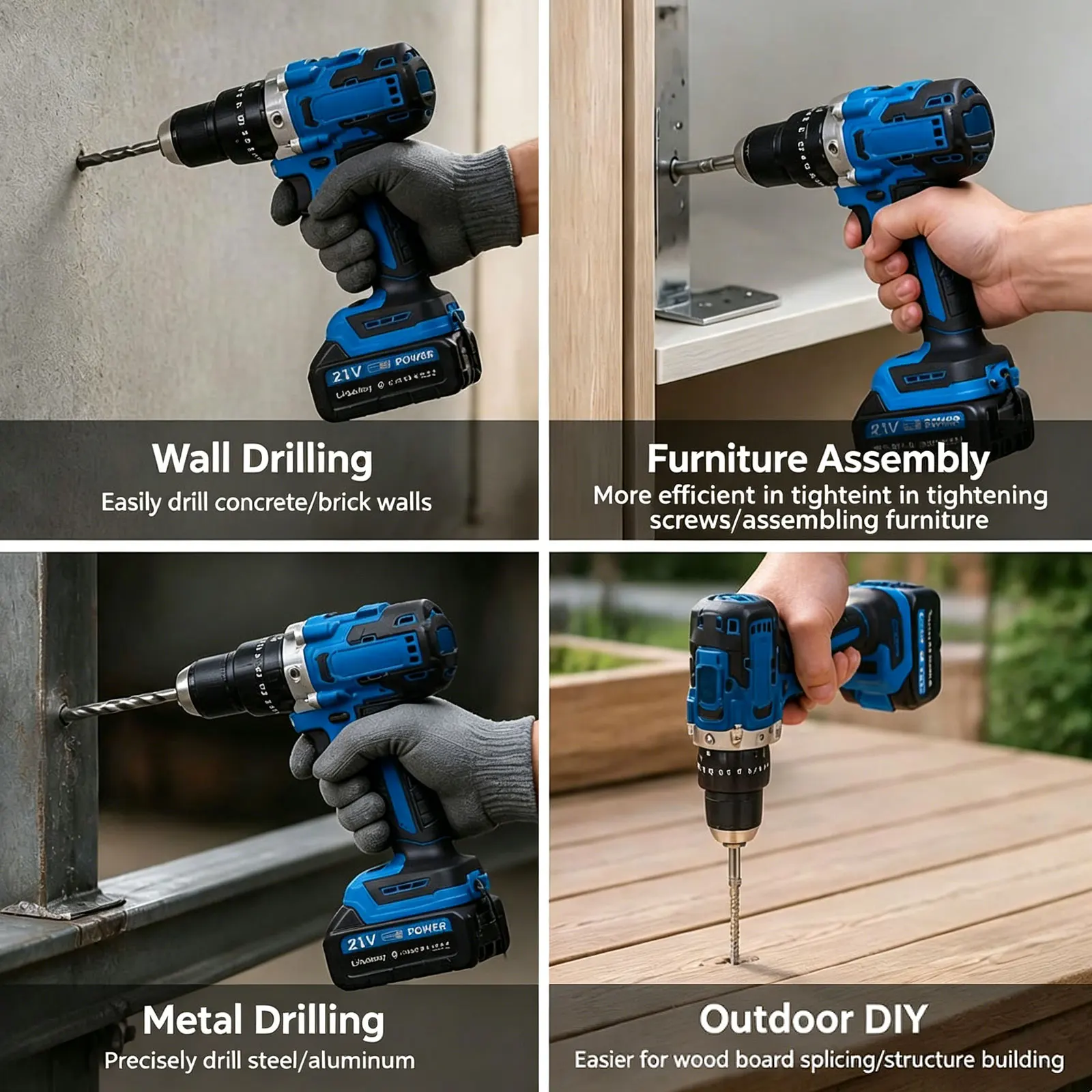 New 700N.m 13mm Brushless Electric Impact Drill Cordless Screwdriver DIY Ice Breaking Power Tools for Makita 21V Battery Pin