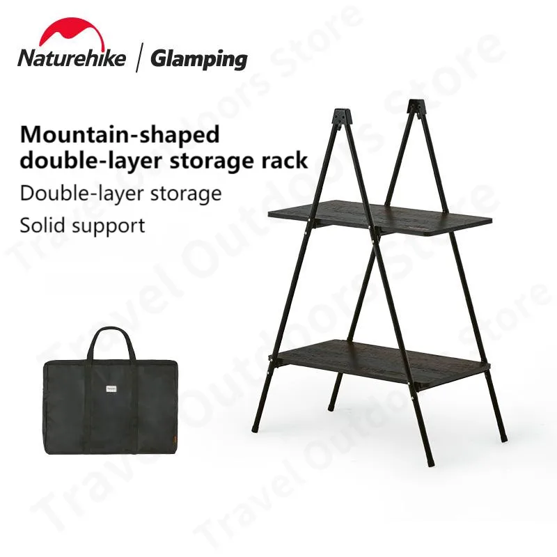 Naturehike Camping Mountain Shaped Double Storage Rack Lightweight Fiberglass Shelves Waterproof Outdoor Portable Garden Shelf