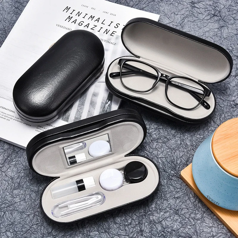 Double-layer Dual-use Contact Lens Boxes Handmade Beauty Contact Partner Box Portable Men Women Glasses Eyewear Accessories