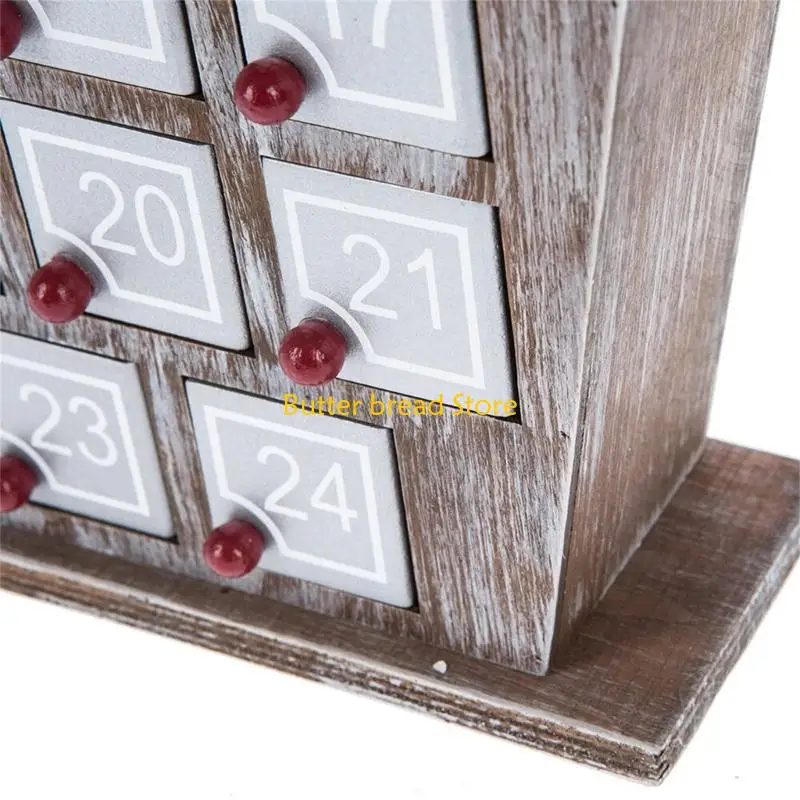 W89C Christmas Countdown Calendar 25 Days Countdown Calendar Desk Ornament with 25 Present Box for Adult Kid Home Decoration