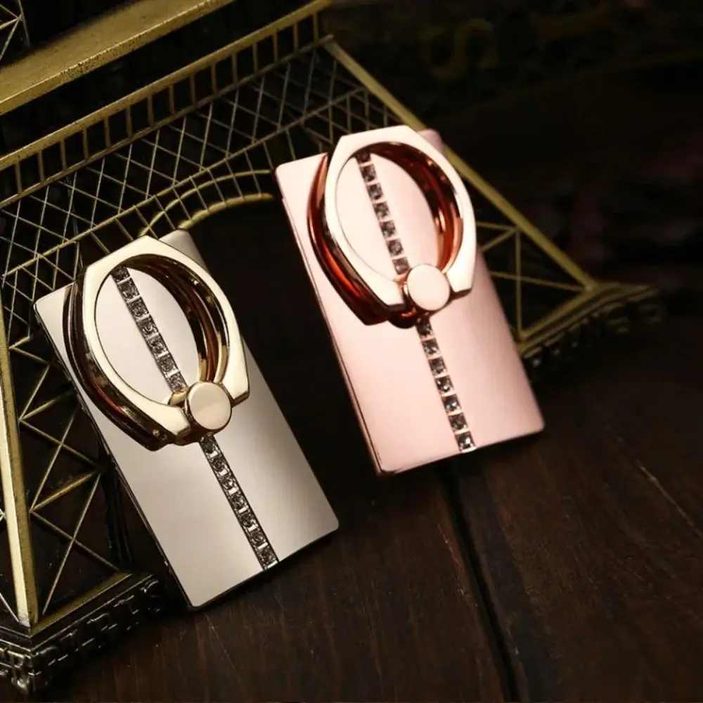 

Hand-free Mobile Phone Stand Ultra-thin Adhesive Square Finger Ring Holder Shining Diamond Metal Back Sticker Bracket Outdoor